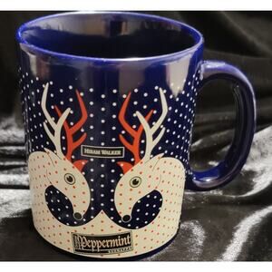Hiram Walker Peppermint Schnapps Ceramic Mug Christmas Deer Winter Navy